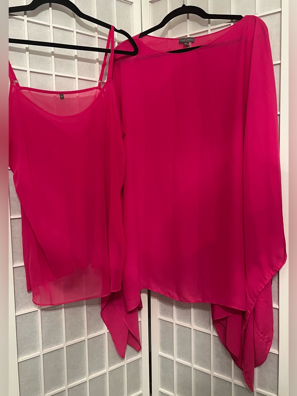 VINCE CAMUTO Fuchsia Pink Two-Piece Drape Top Cami Set Size 1X